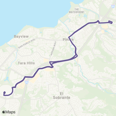 WestCAT Hercules - Pinole - Richmond Pkwy TC - Hilltop Mall map