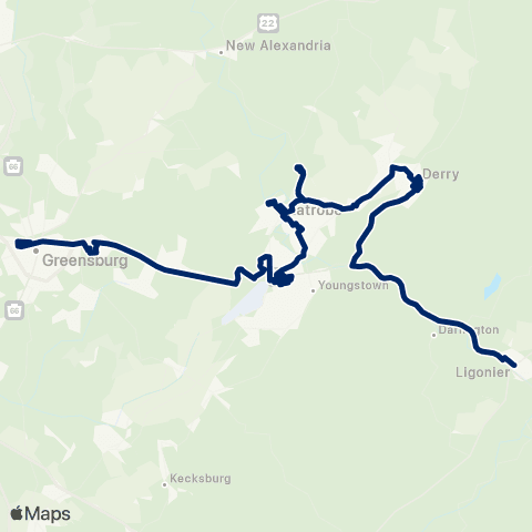 Westmoreland Transit Greensburg Latrobe Derry map