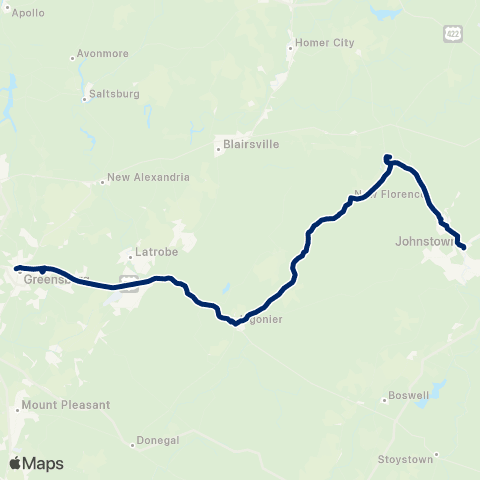 Westmoreland Transit Greensburg - New Florence - Johnstown map