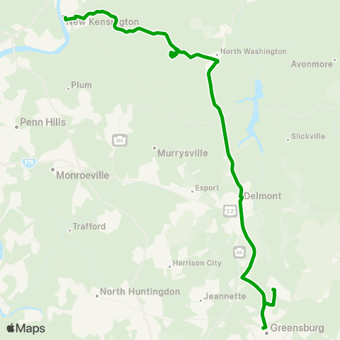 Westmoreland Transit Greensburg - New Kensington map