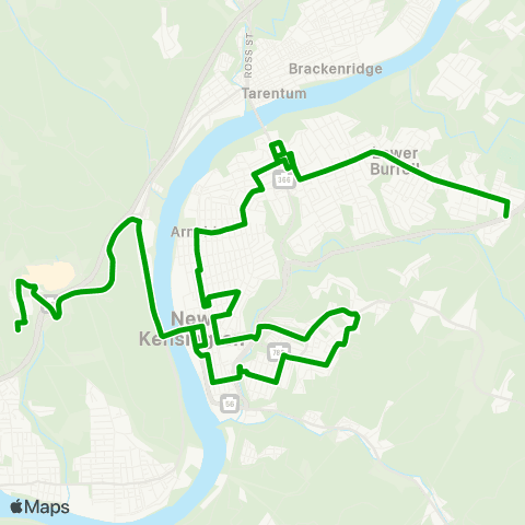 Westmoreland Transit Lower Burrell New Kensington Pittsburgh map