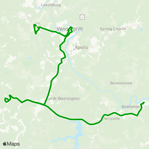 Westmoreland Transit Avonmore - Vandergrift - New Kensington map