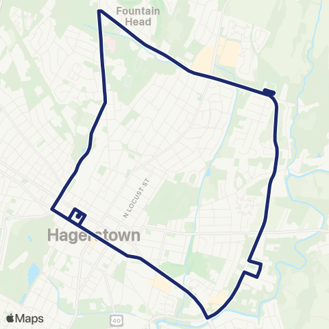 Washington County Transit Long Meadow via Eastern map