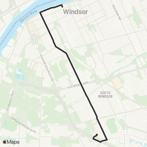 Transit Windsor Route map