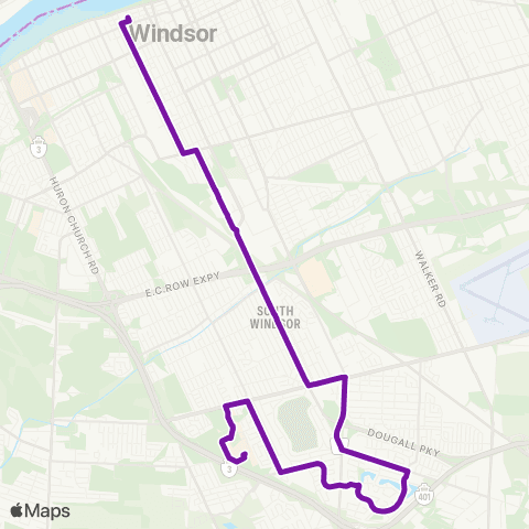 Transit Windsor Route map