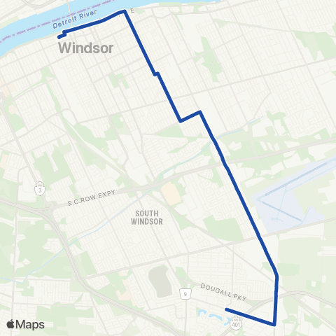 Transit Windsor Route map