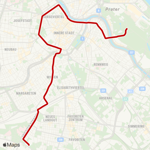 Wiener Linien Prater, Hauptallee - Stefan-Fadinger-Platz map