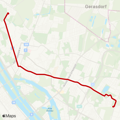 Wiener Linien Hausfeldstraße - Strebersdorf map
