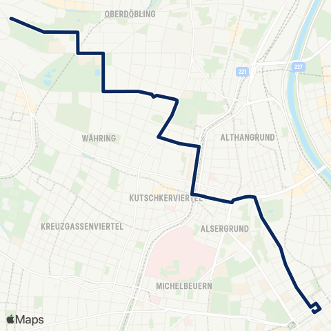 Wiener Linien Schottentor - Döblinger Friedhof map