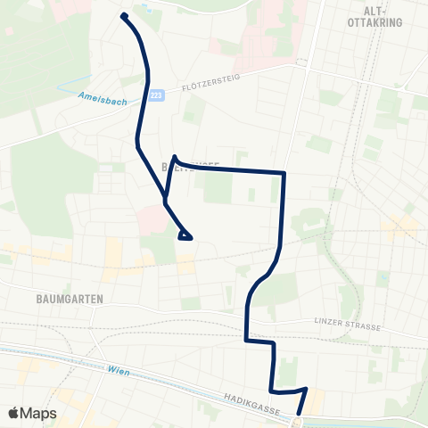 Wiener Linien Hietzing - Ottakringer Bad map