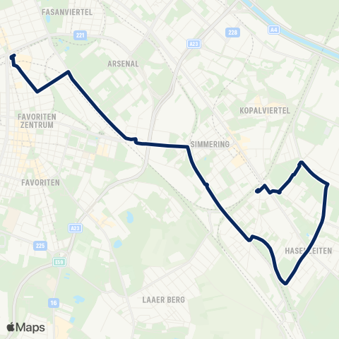 Wiener Linien Hauptbahnhof - Simmering map
