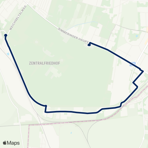 Wiener Linien Zentralfriedhof 3. Tor - Kaiserebersdorf map