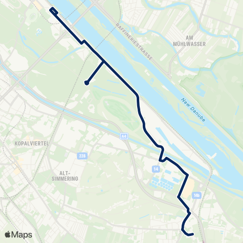 Wiener Linien Donaumarina, Chrastekgasse - Kaiserebersdorf, Münnichplatz map
