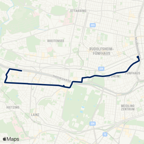 Wiener Linien Westbahnhof - Ober St. Veit map