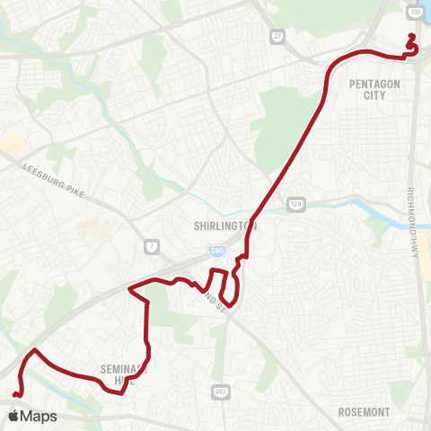 Metrobus Pentagon-S Fairlington-Landmark map