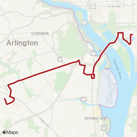 Metrobus Columbia Pike-National Landing map