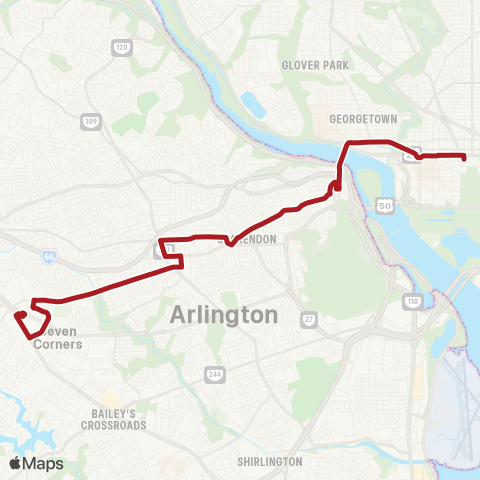 Metrobus Wilson Blvd-Farragut Sq map