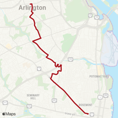 Metrobus Ballston-King St map