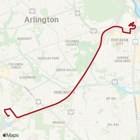 Metrobus Pentagon-Mark Center map