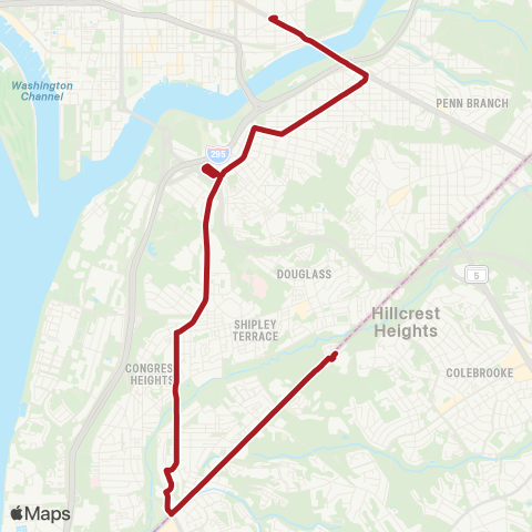 Metrobus MLK Av-Southern Av map