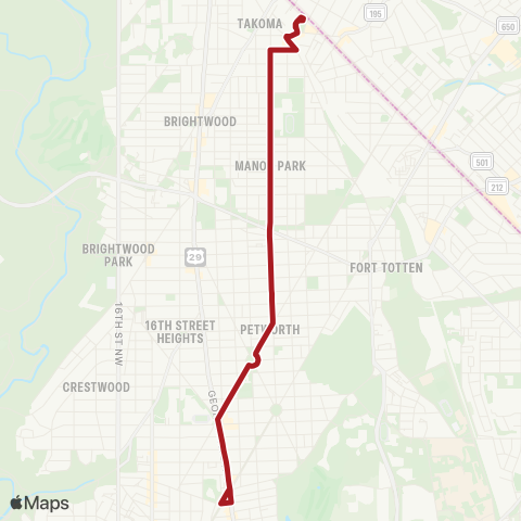 Metrobus Takoma-Georgia Av map