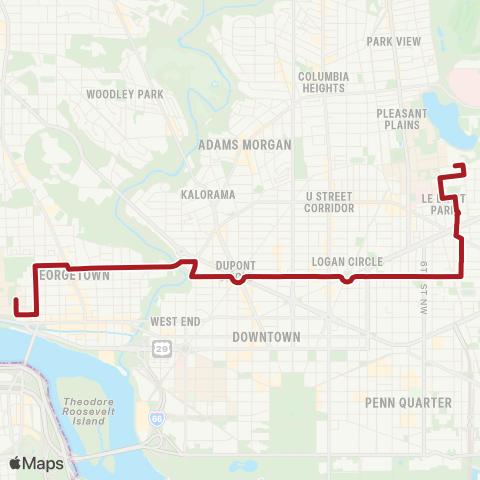 Metrobus LeDroit Park-Georgetown map