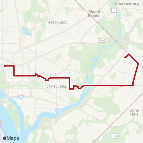Metrobus E Capitol St map