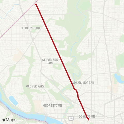 Metrobus Connecticut Av-Chevy Chase map
