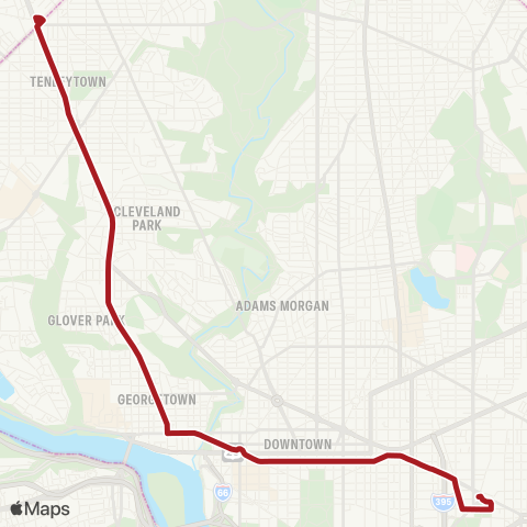 Metrobus Wisconsin Av-Union Station map