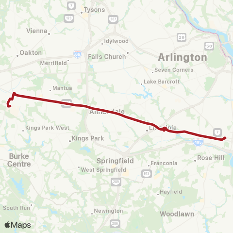 Metrobus Little River Tpk-George Mason map