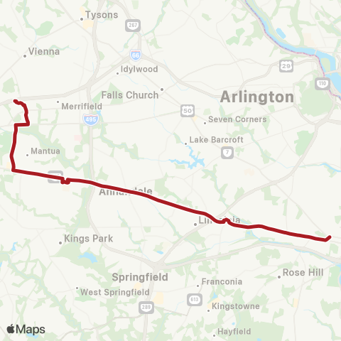 Metrobus Little River Tpk-Vienna map