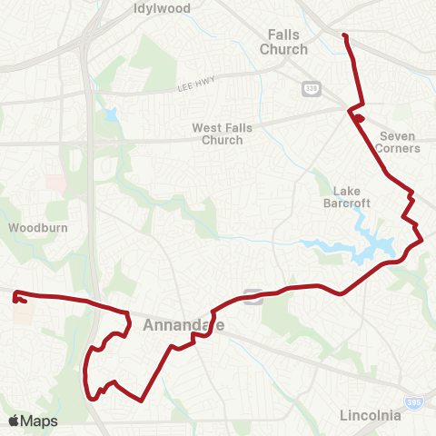 Metrobus E Falls Church-Annandale map