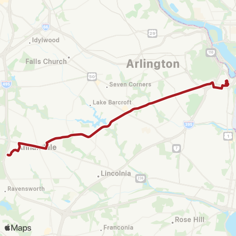 Metrobus Columbia Pike-Pentagon map