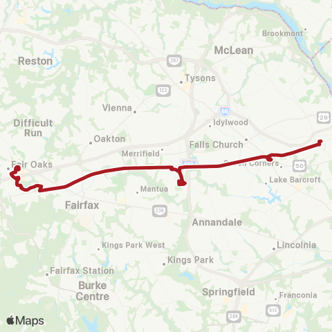 Metrobus Arlington Blvd-Fair Oaks map
