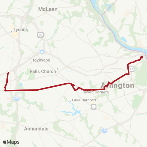 Metrobus Rosslyn-Arlington Blvd-Dunn Lori map