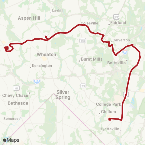 Metrobus Randolph Rd-Hyattsville Crossing map