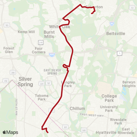 Metrobus New Hampshire Av map