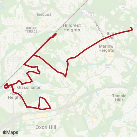 Metrobus Suitland-Birchwood map