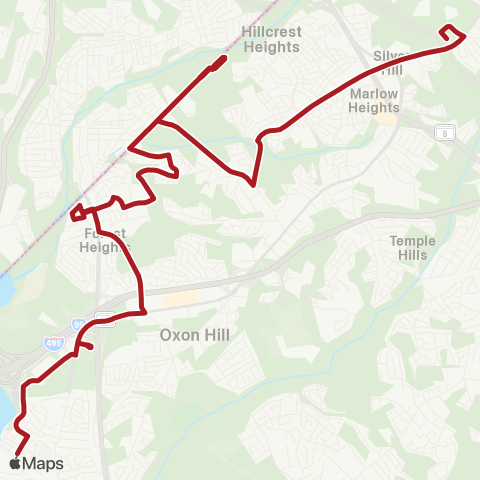 Metrobus Suitland-National Harbor map