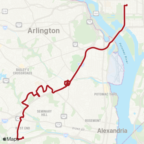 Metrobus Metro Ctr-Alexandria W map