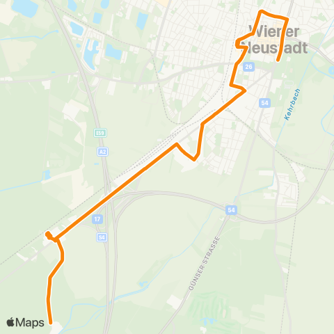 Verkehrsverbund Ost-Region Stadtverkehr Wiener Neustadt  Hauptbahnhof - Metro - Waldschule map