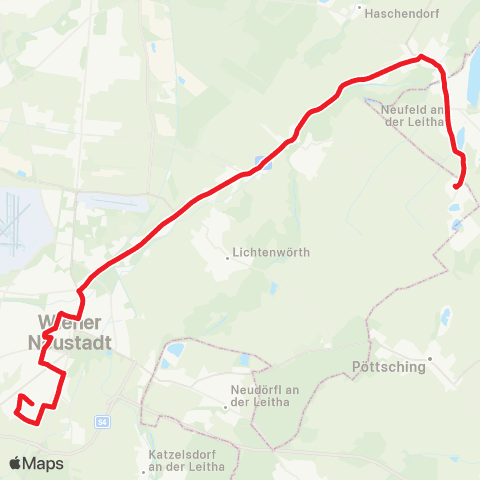 Verkehrsverbund Ost-Region Stadtverkehr Wiener Neustadt  Hans-Barwitzius-VS - Ebenfurth - Zillingdorf Bergwerk map