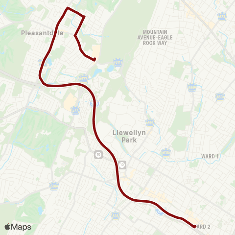 West Orange Jitney Western Pleasantdale/Redwood/Lourdes/Tory Corner map