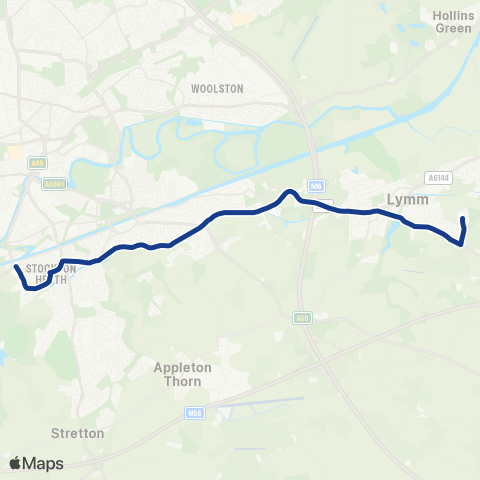 Warrington's Own Buses Lymm High School - Selworthy Drive map