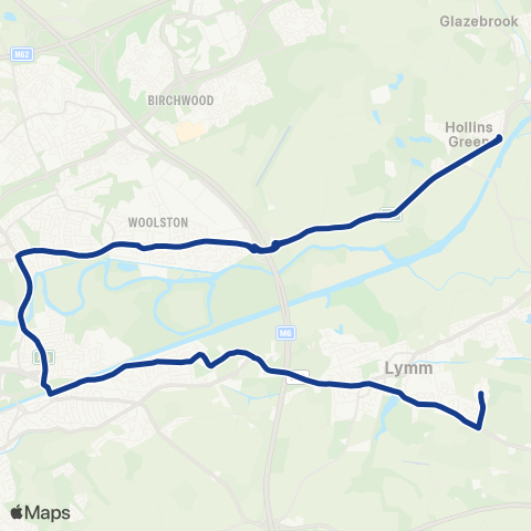 Warrington's Own Buses Riversdale - Lymm High School map