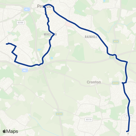 Warrington's Own Buses Huyton Bus Station - Halton College map