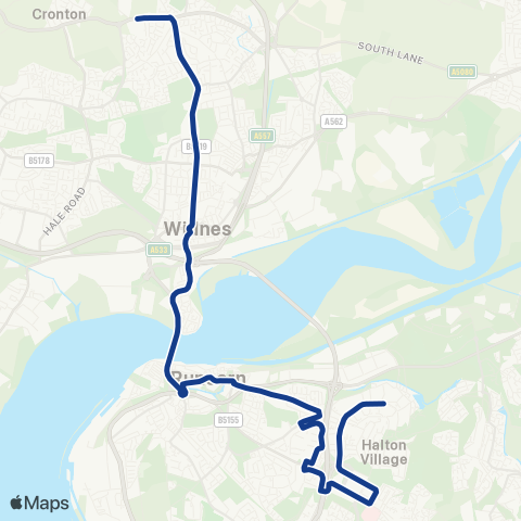 Warrington's Own Buses Pex Hill - Methodist Church map