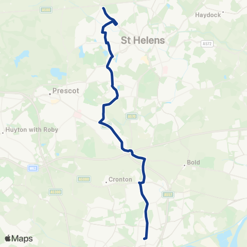 Warrington's Own Buses East Lancashire Road - Halton College map