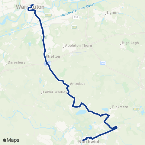 Warrington's Own Buses Warrington Bus Interchange Stand K - Northwich Bus Interchange map
