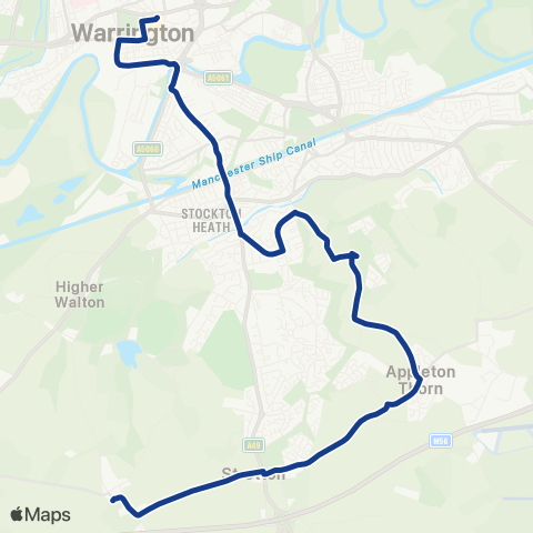 Warrington's Own Buses Hatton Ln - Warrington Bus Interchange Stand K map